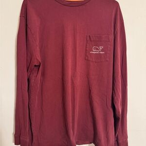Vineyard Vines Men's Burgundy Long Sleeve Tee